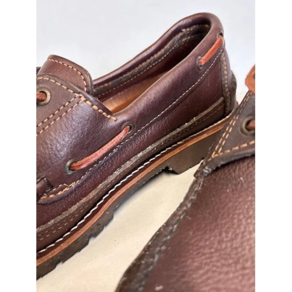G.H. Bass Camp Moc Brown Leather Boat Shoes Vibram Gumlite Mens 9.5 EE